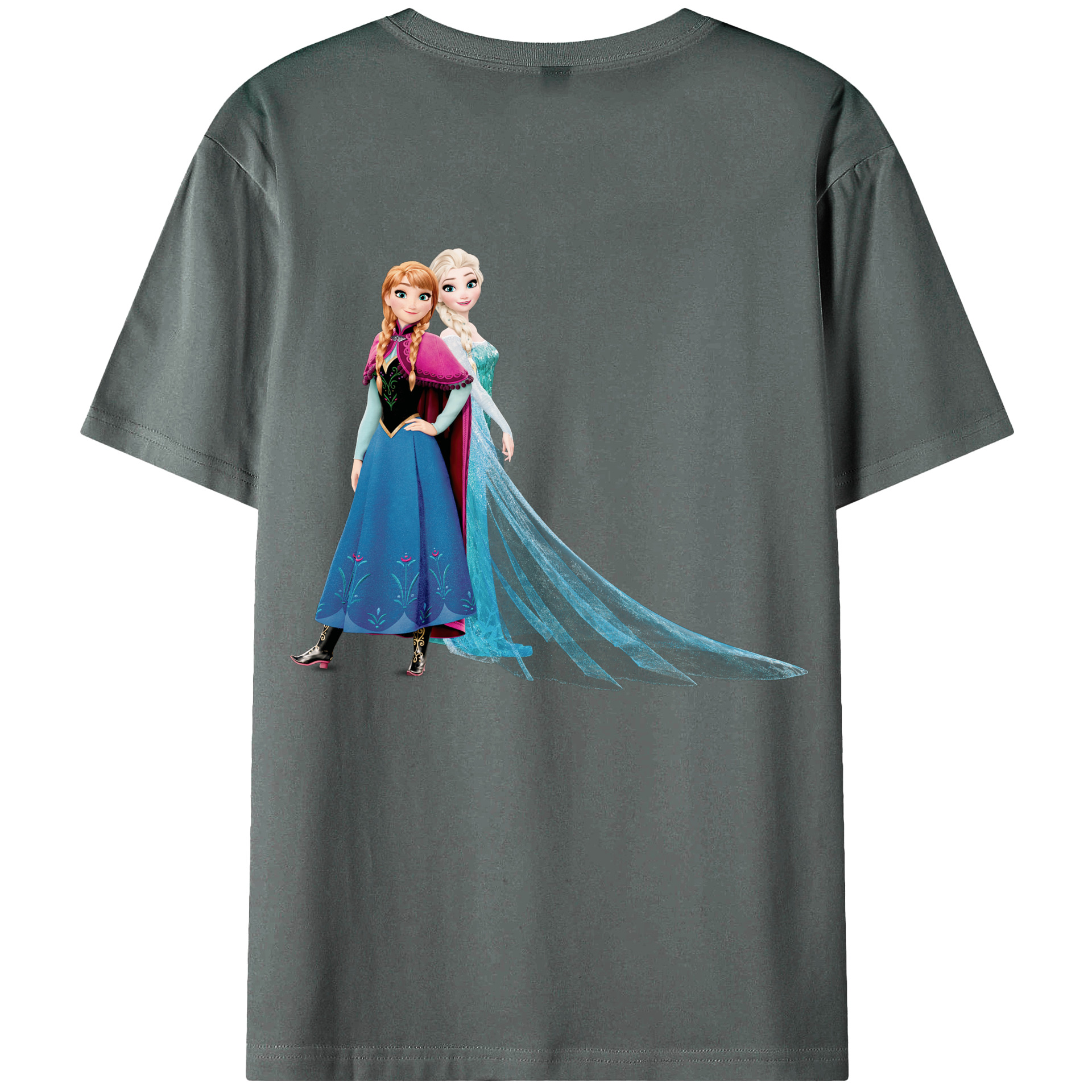 （画像用） アナと雪の女王 アンナ エルサ Frozen Anna Elsa 綿100％半袖Tシャツ（背面プリント）